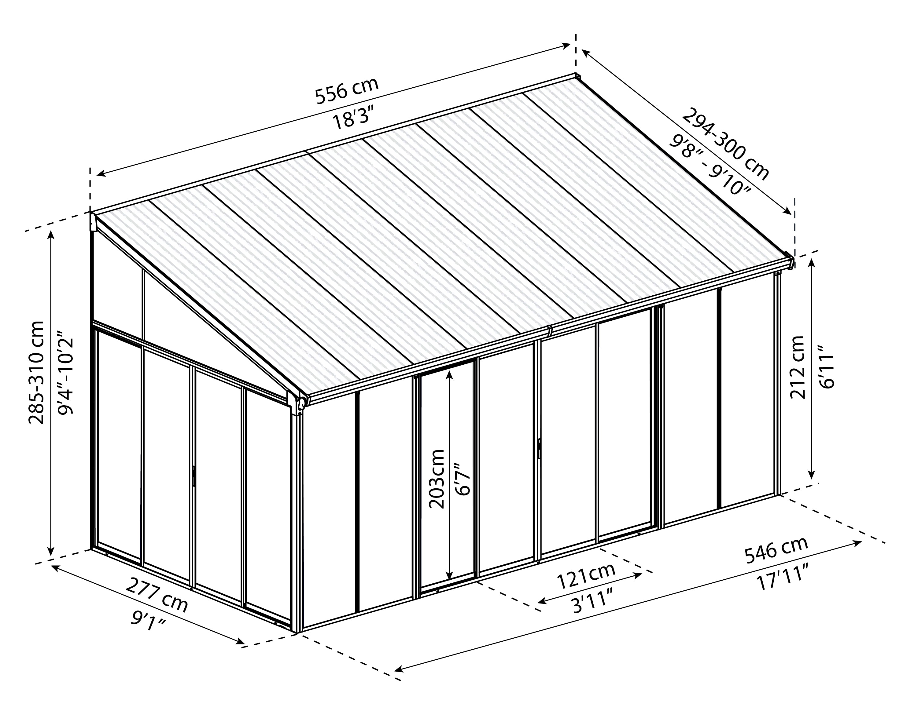 Pergola Chiusa in Alluminio San Remo 3X5.6 m Grigio