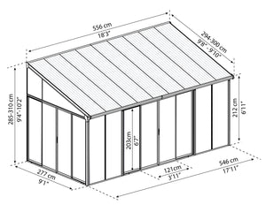 Pergola Chiusa in Alluminio San Remo 3X5.6 m Grigio