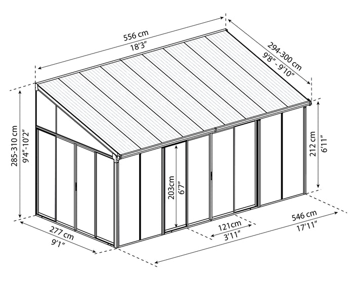 Pergola Chiusa in Alluminio San Remo 3X5.6 m Grigio