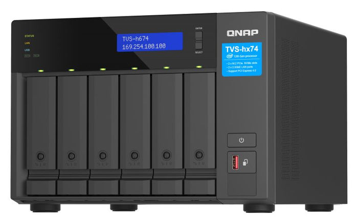 Qnap tvs-h674 nas tower intel® core™ i5 i5-12400 32 gb ddr4 quts hero nero - TVS-H674-I5-32G