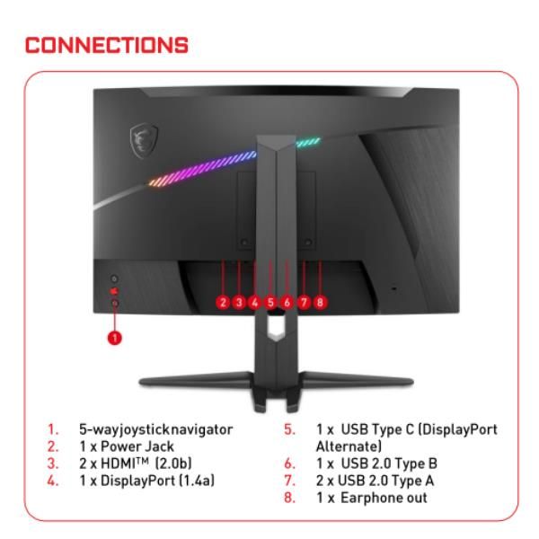 Msi mag 325cqrxf monitor pc 80 cm (31.5") 2560 x 1440 pixel wide quad hd nero - 9S6-3DC84T-001