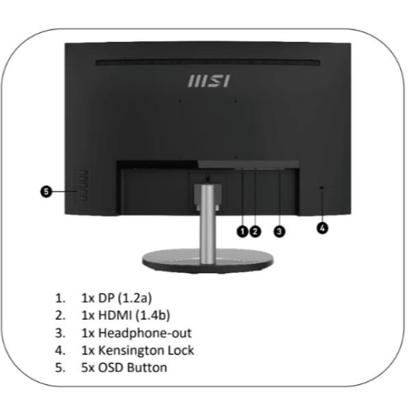 Msi pro mp2412c monitor pc 59,9 cm (23.6") 1920 x 1080 pixel full hd nero - 9S6-3PA9CT-026