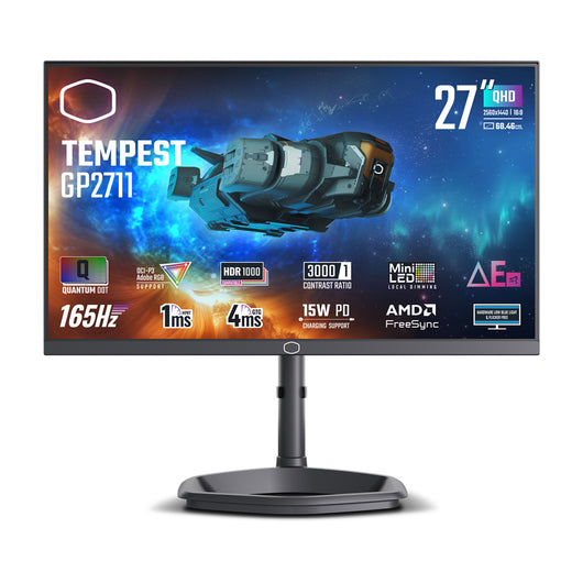 Cooler master monitor 27 led va 16:9 qhd 1ms 165hz, pivot, usb-c, dp/2hdmi, multimediale, gp2711 - CMI-GP2711-EK