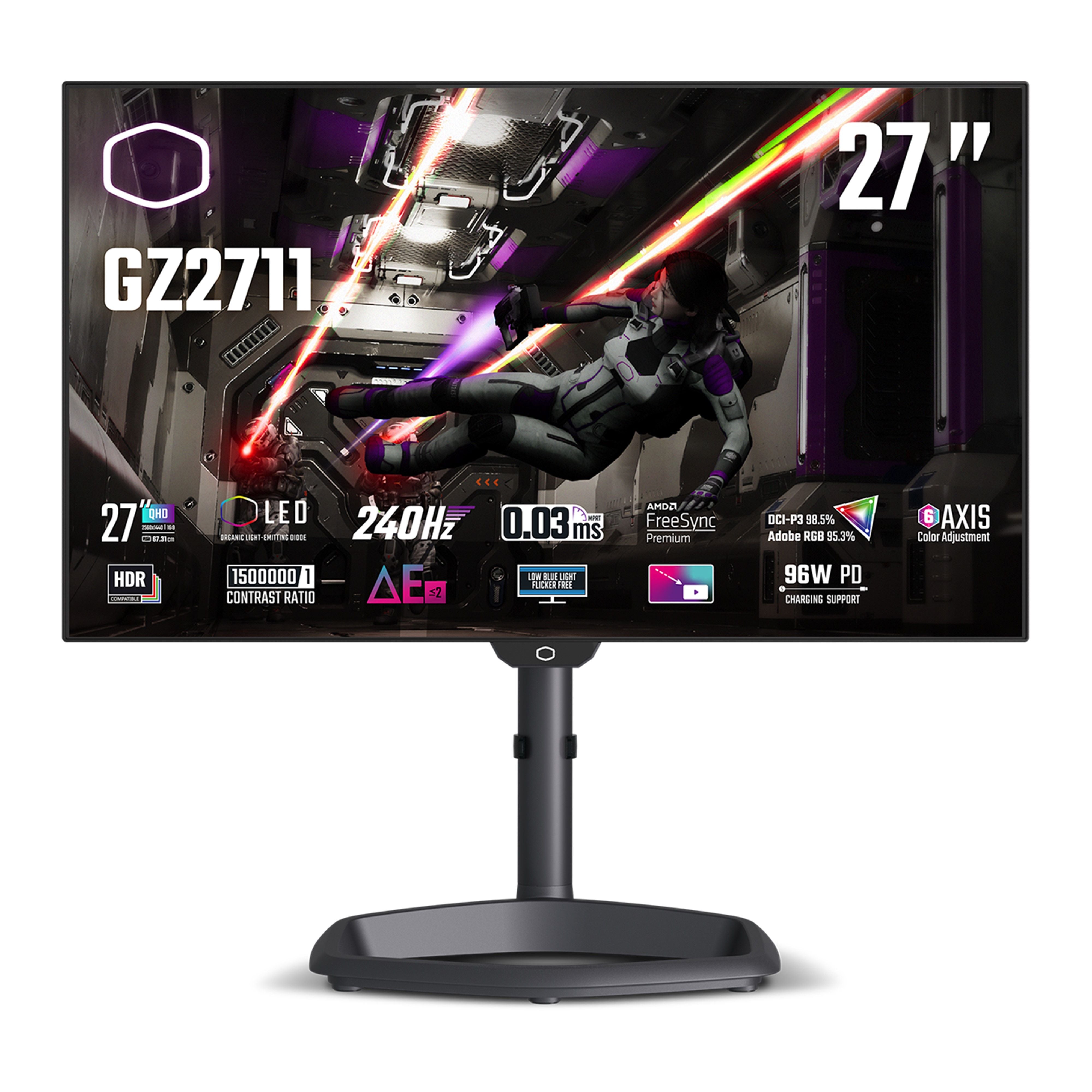 Cooler master monitor 27 led oled 32:9 wqhd 240hz, gz2711 - CMI-GZ2711-EK