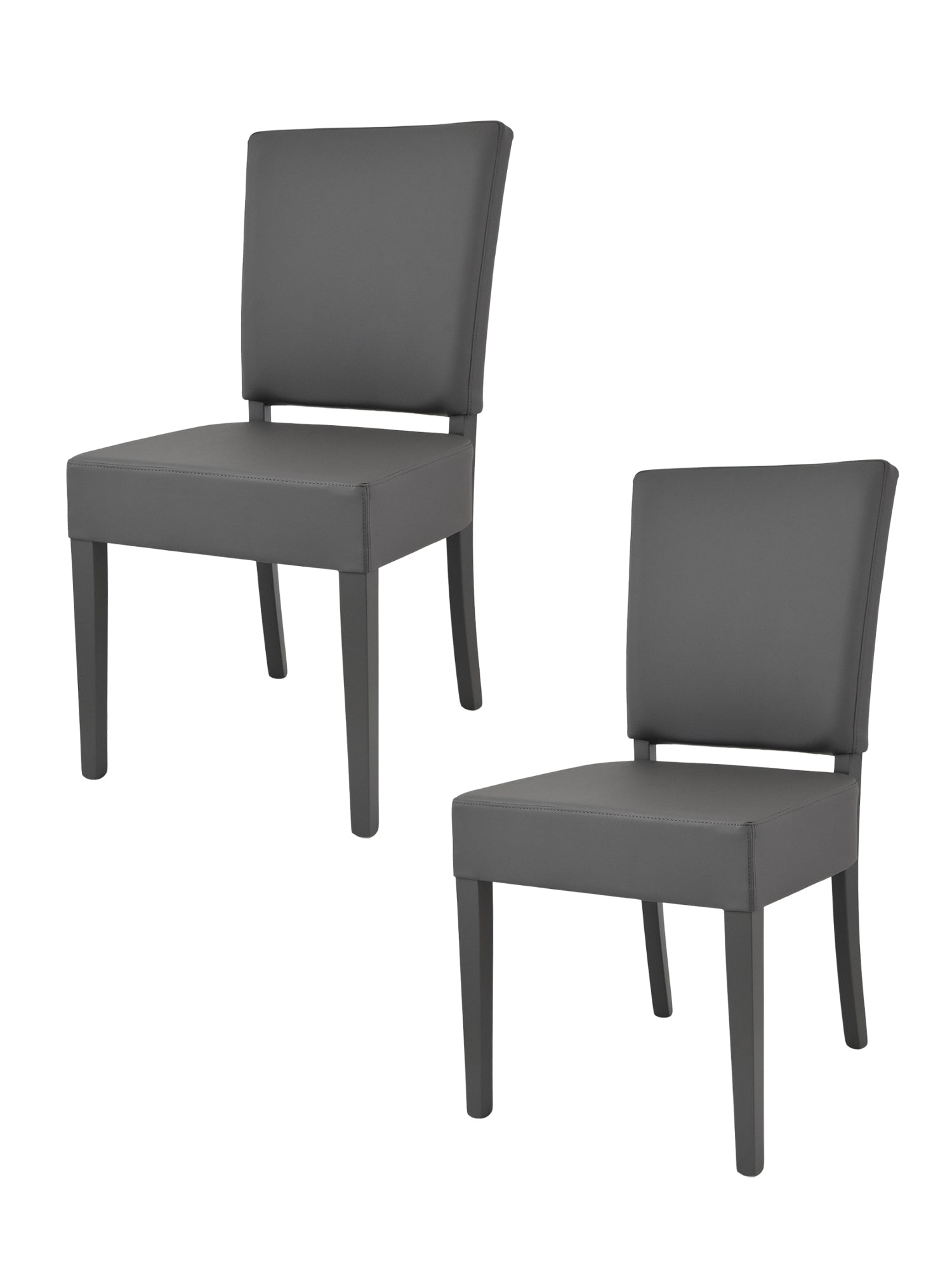 Set 2 sedie Genny Tommychairs, struttura in faggio verniciata in grigio scuro, imbottita e rivestita in finta pelle 