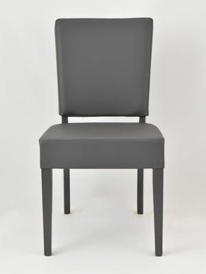 Set 4 sedie Genny Tommychairs, struttura in faggio verniciata in grigio scuro, imbottita e rivestita in finta pelle 