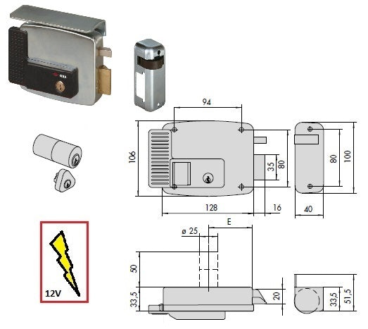 CISA SERRATURA 11721-70 DX ELETT. APPL.X FERRO