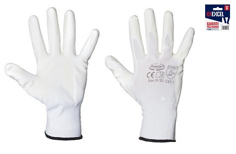 GUANTI NYLON PALMO POLIURET.BIANCO TG. 7S APPENDIBILE confezione da PAIA 12