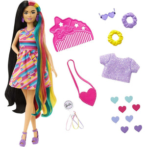 Barbie Super Chioma Bambola Petite con Abito a Cuori e 15 Accessori Idea Regalo