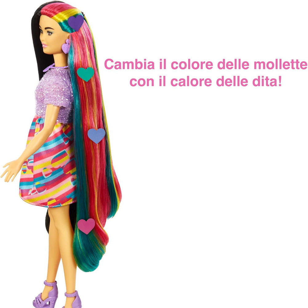 Barbie Super Chioma Bambola Petite con Abito a Cuori e 15 Accessori Idea Regalo