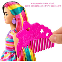 Barbie Super Chioma Bambola Petite con Abito a Cuori e 15 Accessori Idea Regalo