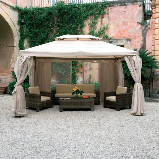 gazebo in alluminio "sahara" cm 300x400 telo ecru' 47829