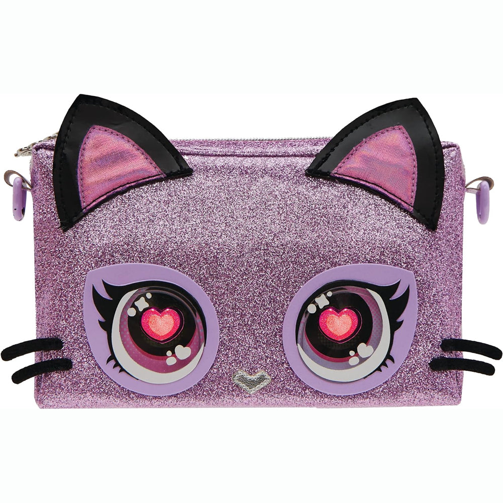 Purse Pets Keepin It Clutch Purdy Purrfect Borsetta Viola Gattino Occhi Luminosi