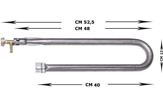 Bruciatore a Gas Gpl a U cm 48 per barbecue, forni, pietra ollare/lavica, piastra ghisa