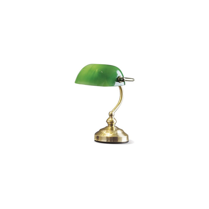 Lampada Da Scrivania In Metallo Classica Ministero Oro Verde 1 Luce E14 Piccola