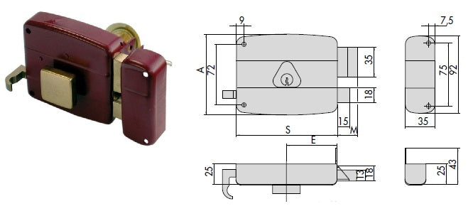 CISA SERRATURA 50110-40 DX APPL. X LEGNO