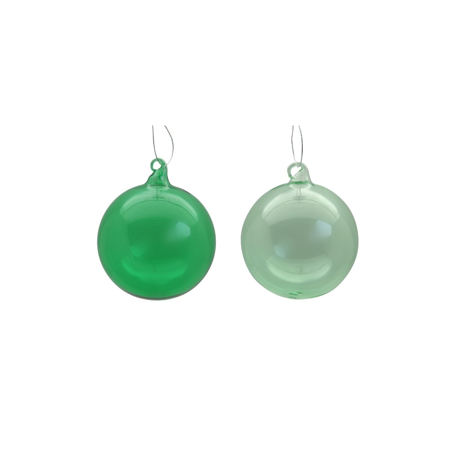 Set 12 sfere in vetro colorato doppio tono verde 8 cm.