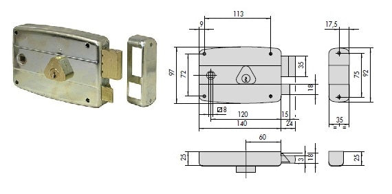 CISA SERRATURA 50571-60 DX APPL. X FERRO