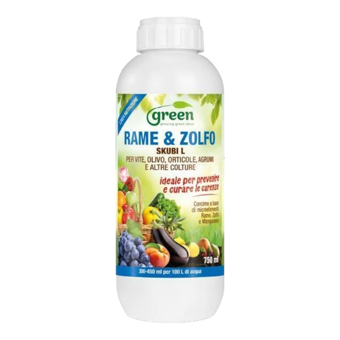 SKUBI-L Concime liquido RAME ZOLFO fungicida per frutti 1 KG GREEN biologico