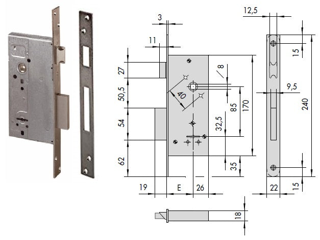 CISA SERRATURA 57211-60 INF. D.MAPPA X LEGNO