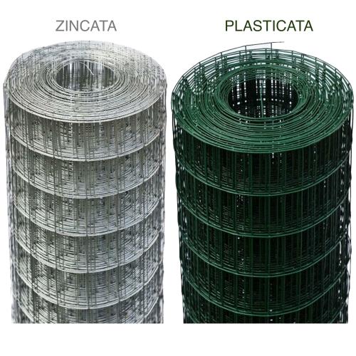 Rete Recinzione Elettrosaldata Metallica Zincata maglia 50X75 mm H:100 cm Rotolo 25 mt 