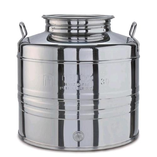 Contenitore Bidone Fusto In Acciaio Inox per Olio 15 Litri con Rubinetto e Oliera Inox in OMAGGIO