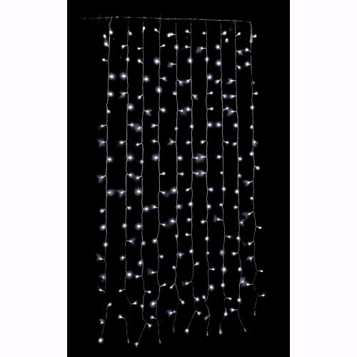 Tenda Cascata Luminosa Luci Natale 200 LED Bianco Ghiaccio 1x2 metri Collegabile D2370