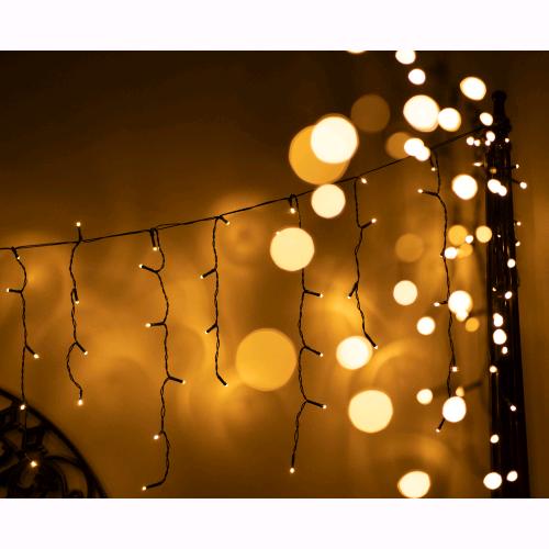 Tenda Cascata Luminosa Luci Natale 180 LED Bianco Caldo 450x50 cm Collegabile D2368