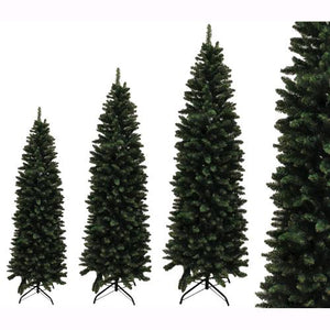 Albero di Natale SLIM GHERKIN Stretto Verde 150cm 288 Rami PVC Apertura Ombrello F4848