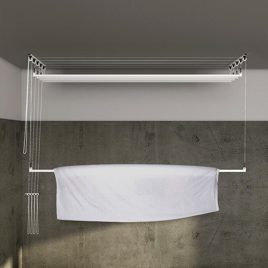 Stendibiancheria da Soffitto Salvaspazio per Interni e Esterni con 5 Aste da 200cm (altezza soffitto 250 cm) Stendinik