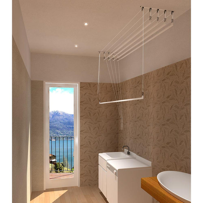 Stendibiancheria da Soffitto Salvaspazio per Interni e Esterni con 5 Aste da 200cm (altezza soffitto 270 cm) Stendinik