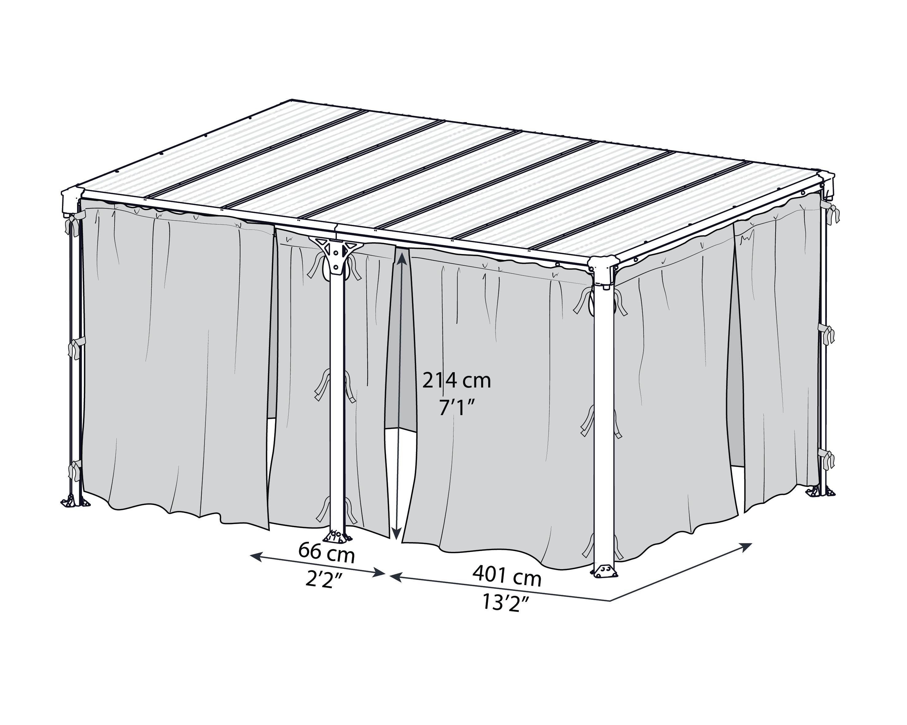 Set Di Tende Per Gazebo Martinique 4.7X2.2 m