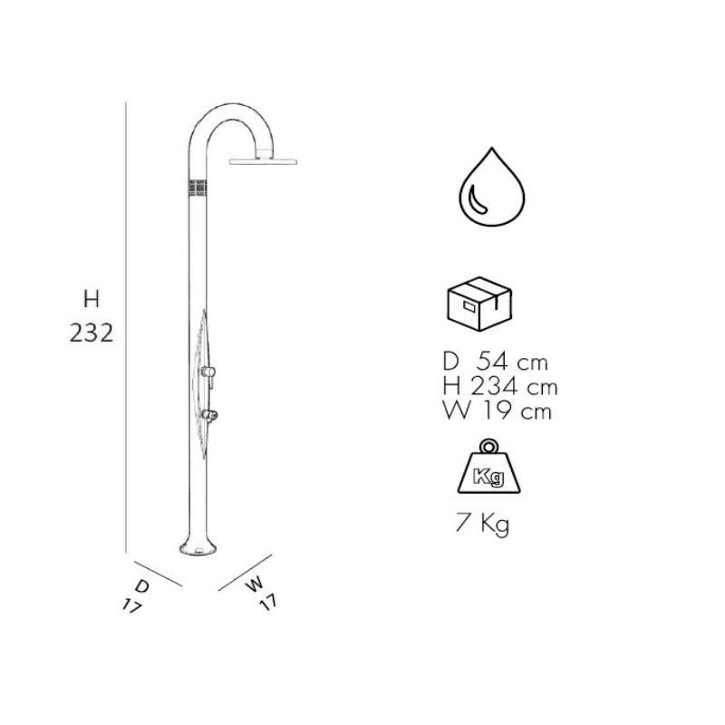 Doccia Tradizionale In Alluminio Funny Yin Top Line Con Miscelatore E Lavapiedi Colore Oro Satinato Cv-T325-Tl/1200