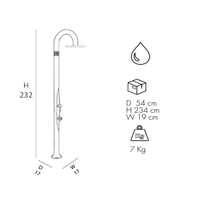 Doccia Tradizionale In Alluminio Funny Yin Top Line Con Miscelatore E Lavapiedi Colore Oro Satinato Cv-T325-Tl/1200