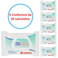 Salviettine umidificate disinfettanti fresh&clean 6 dispenser da 20 pezzi antibatteriche