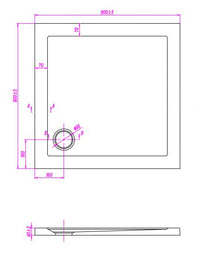 Piatto doccia ultraflat in acrilico alto 5cm (quadrato) - Misura: 90 x 90 x 5h