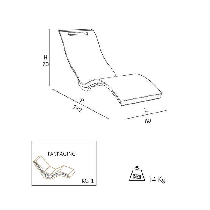 Sdraio Chaise Longe Lettino Prendisole In Polietilene Colore Arancione Cv-S010/2009