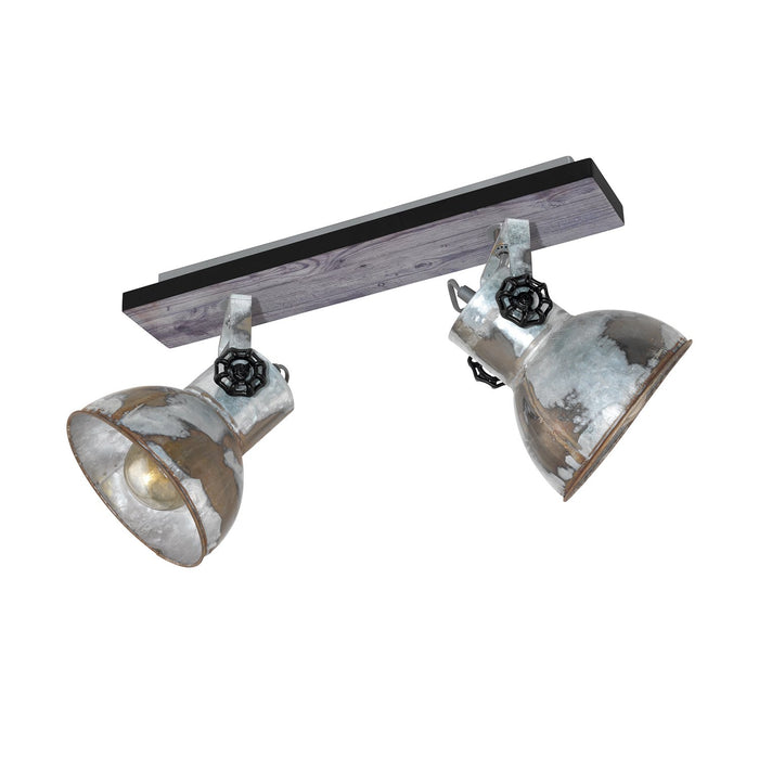 Spot Rustico Country Barnstaple Legno Marronemarrone Patinato 2 Luci E27 40W