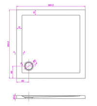 Piatto doccia ultraflat in acrilico alto 5cm (quadrato) - Misura: 90 x 90 x 5h