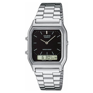 Orologio casio aq 230a 1dmqyes vintage edgy inox e nero