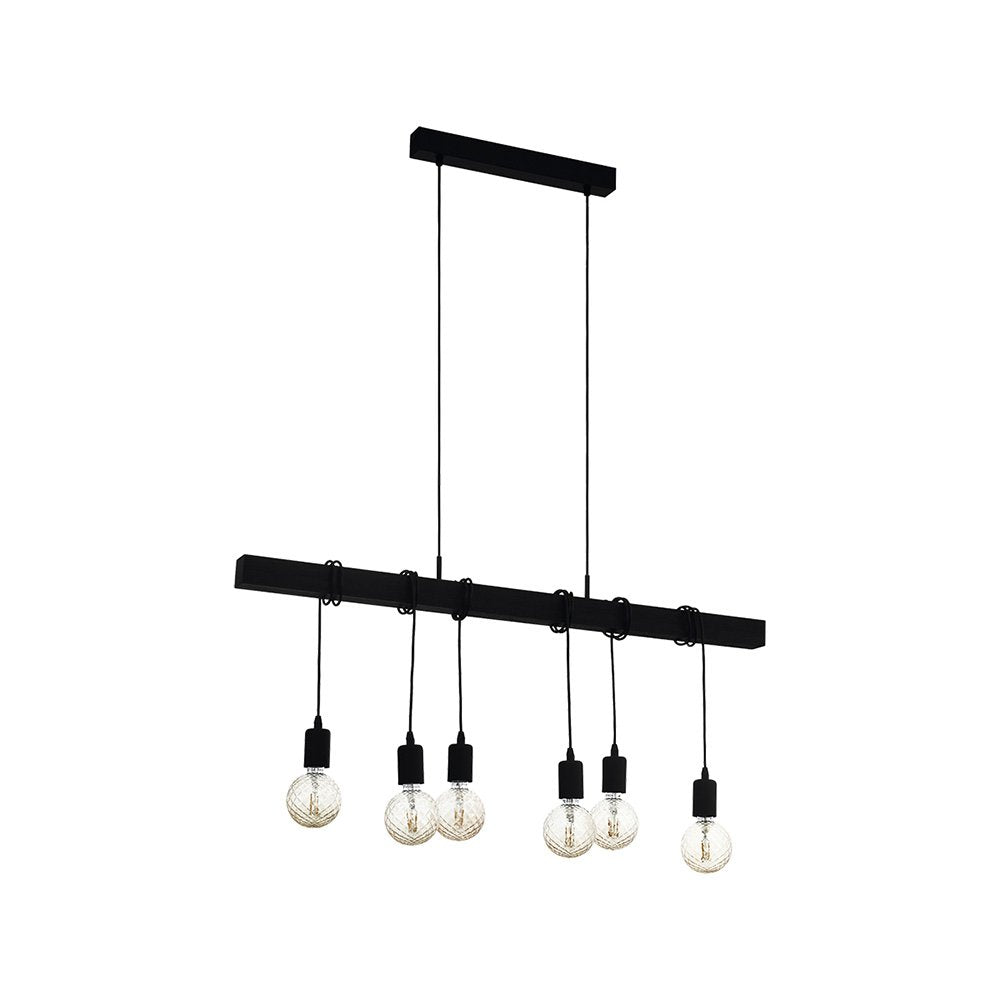 Lampadario Industrial Townshend 6 Luci Acciaio Nero