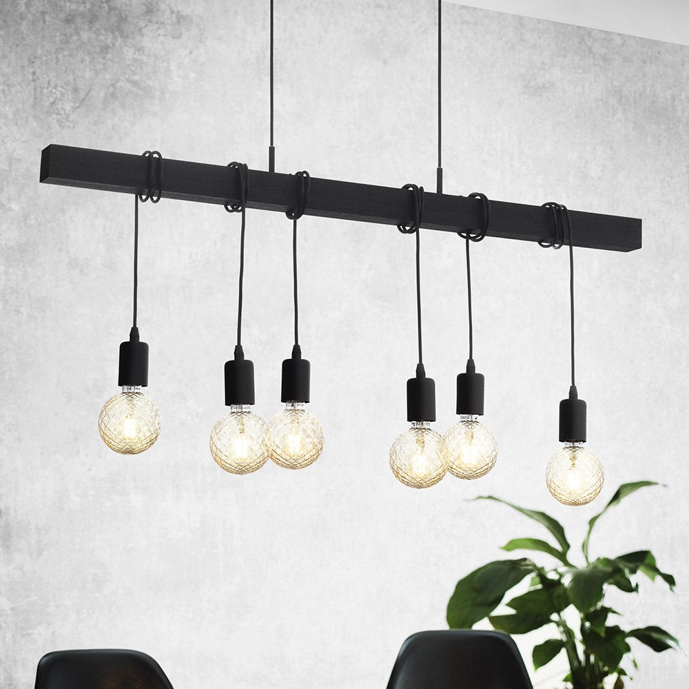 Lampadario Industrial Townshend 6 Luci Acciaio Nero