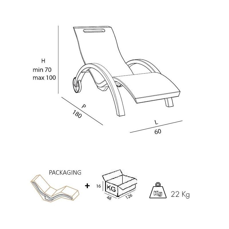 Sdraio Chaise Longe Lettino  Da Esterno Prendisole In Polietilene Colore Verde Scuro Cv-S110/6016