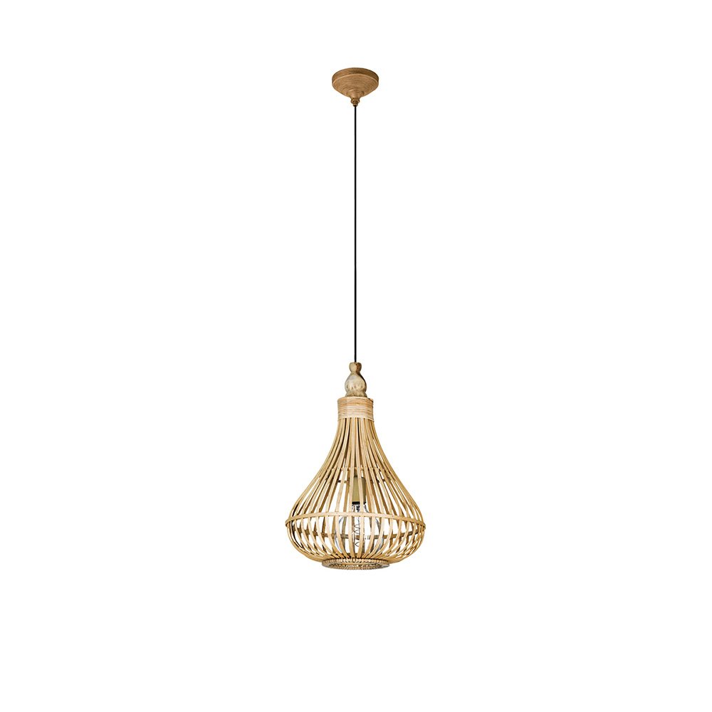 Lampadario Rustico Amsfield Piccolo 1 Luce Metallo Marrone E Legno