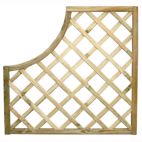 Pannello Grigliato Legno di Pino Impregnato 90x90 cm Sagomato da Giardino