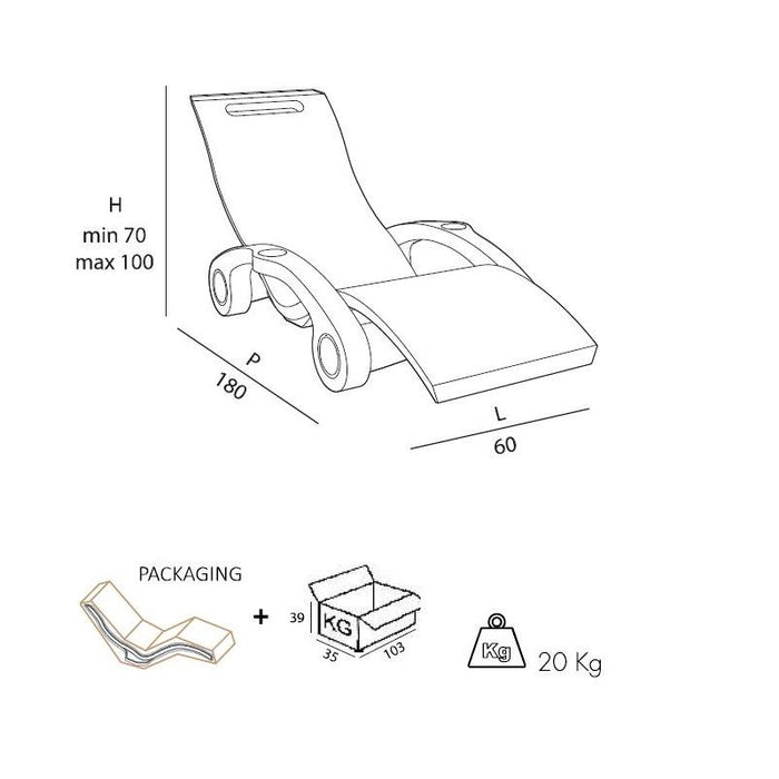 Sdraio Chaise Longe Lettino Galleggiante Da Esterno Prendisole  In Polietilene Colore Viola Cv-S130/4005