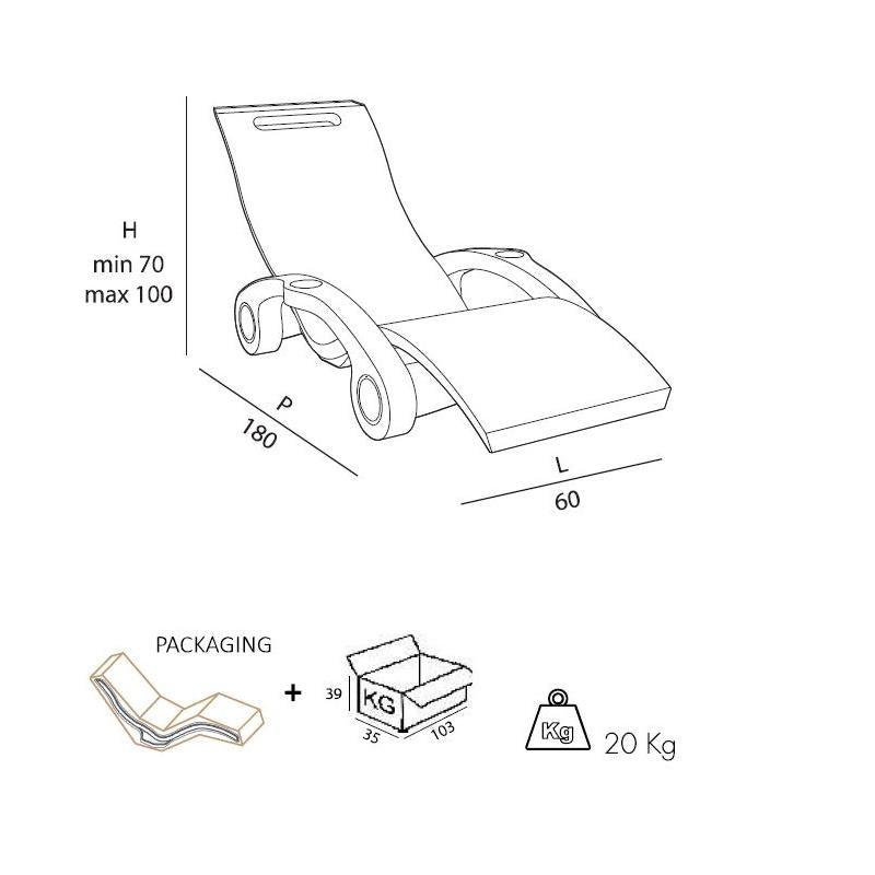 Sdraio Chaise Longe Lettino Galleggiante Da Esterno Prendisole  In Polietilene Colore Viola Cv-S130/4005