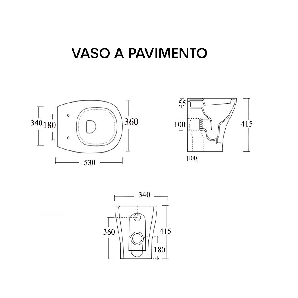 Ogomondo coppia sanitari fun a pavimento vaso bidet sedile frizionato fissaggi