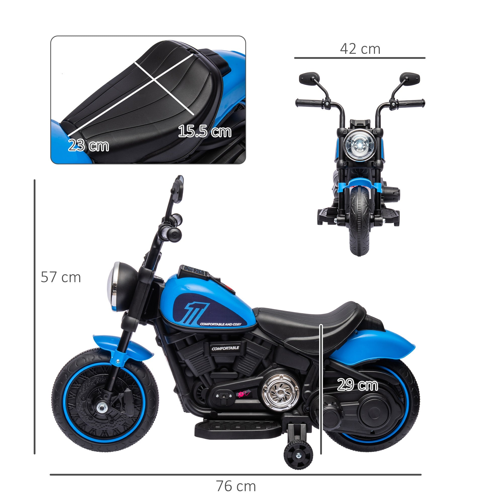 Moto Elettrica per Bambini 6V Blu e Nero