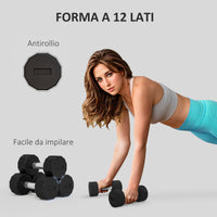 Set 2 Manubri Palestra 5 kg Pesi esagonali Manico in Acciaio  Nero